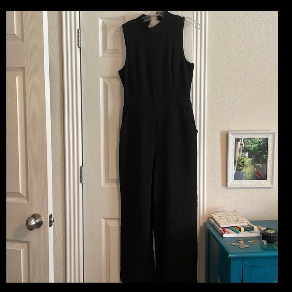 Anthro Eva Franco NWT black jumpsuit with back cut out S
